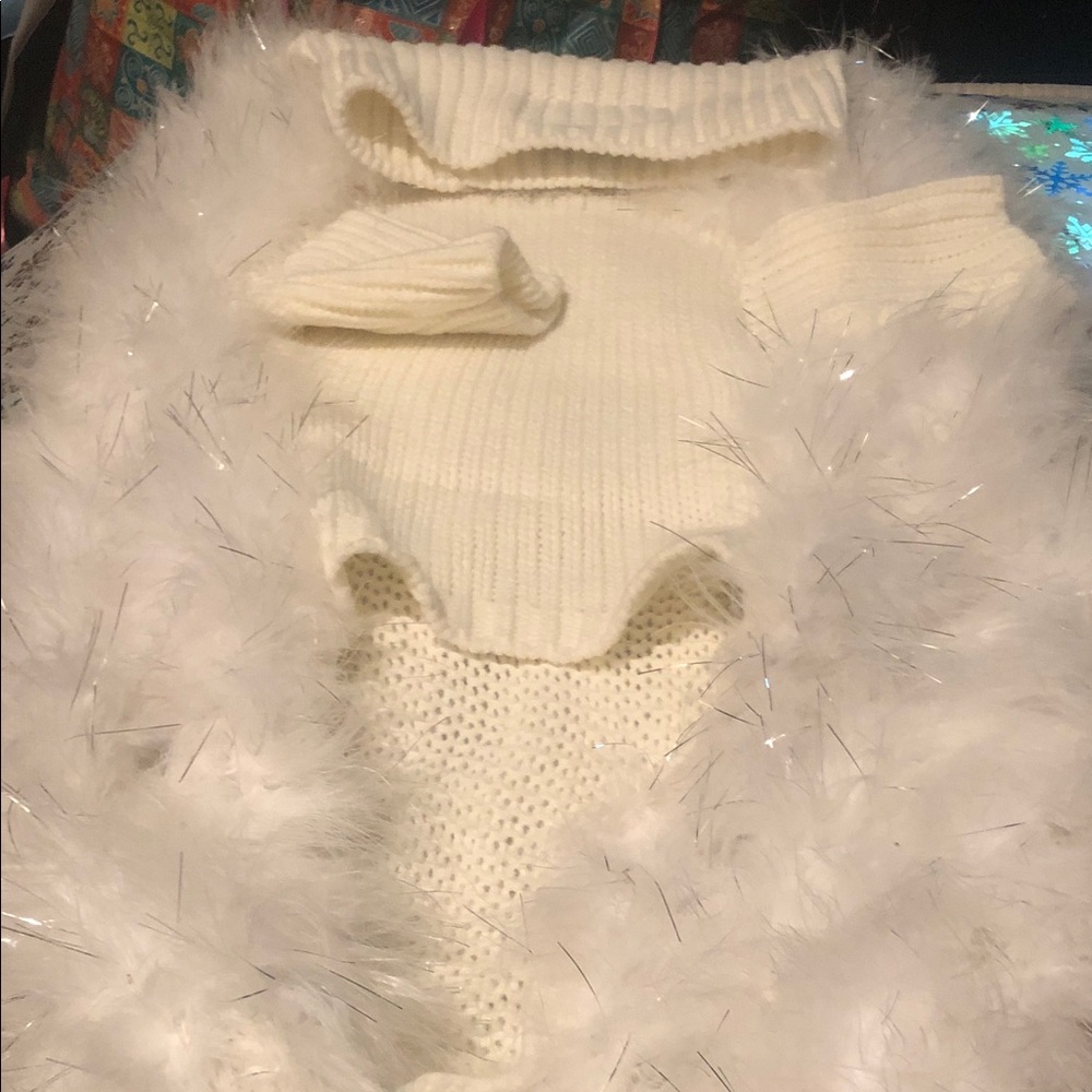 Elegant White doggy Sweater beautiful soft and sparkly for your special pet